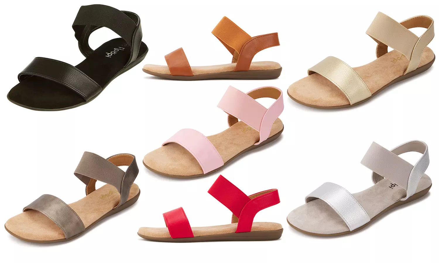 Floopi Women's Open-Toe Memory-Foam Flat Summer Sandals with Wide Elastic Straps - Primary Image
