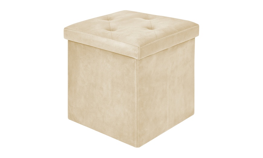 Image 14: Puff cuadrado con tapizado de terciopelo