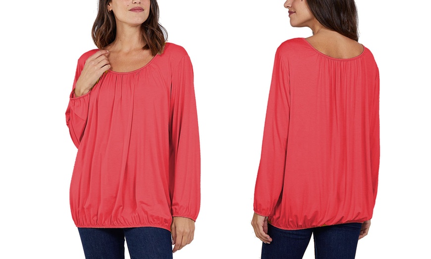 Image 6: Ladies Baggy Fit Ruched Neck Long Sleeve Top