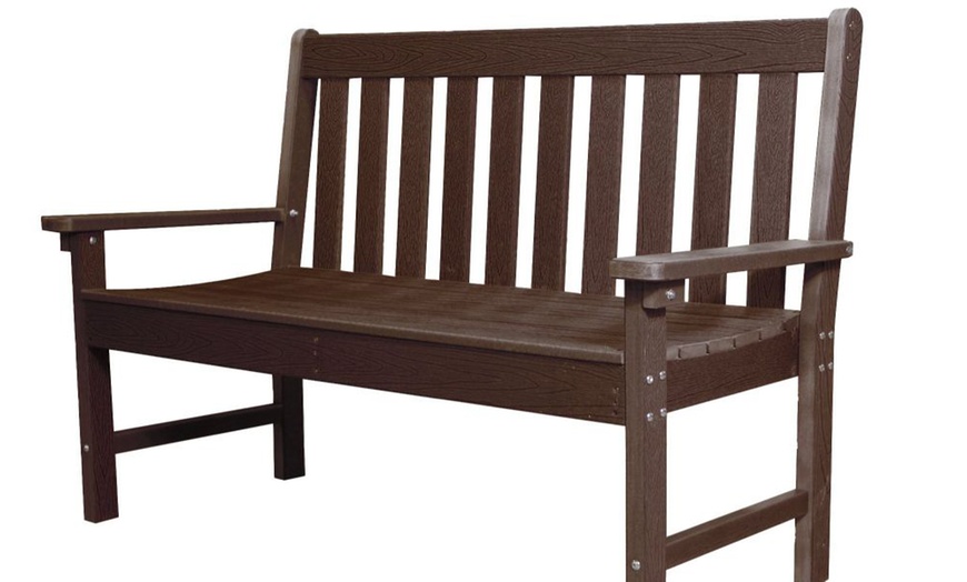 Image 5: Wood Effect Garden Bench in Dark Grey or Walnut