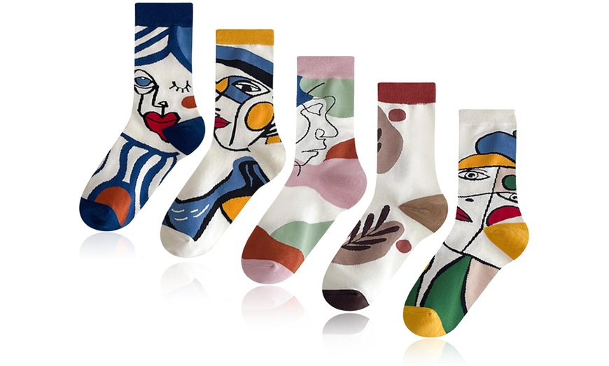 Image 2: 1x, 5x oder 10x Bunte Kunst-Socken für Damen