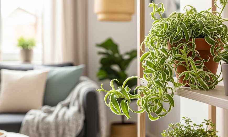 Image 1: Curly Charm: Spider Plant 'Bonnie' – Easy Care & Air-Purifying from House Plant Shop with Free Shipping Up to 15%Off