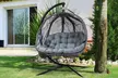 Outsunny Double Hanging Egg Chair in Grey or Cream - Image 2