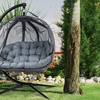 Image 2: Outsunny Double Hanging Egg Chair in Grey or Cream