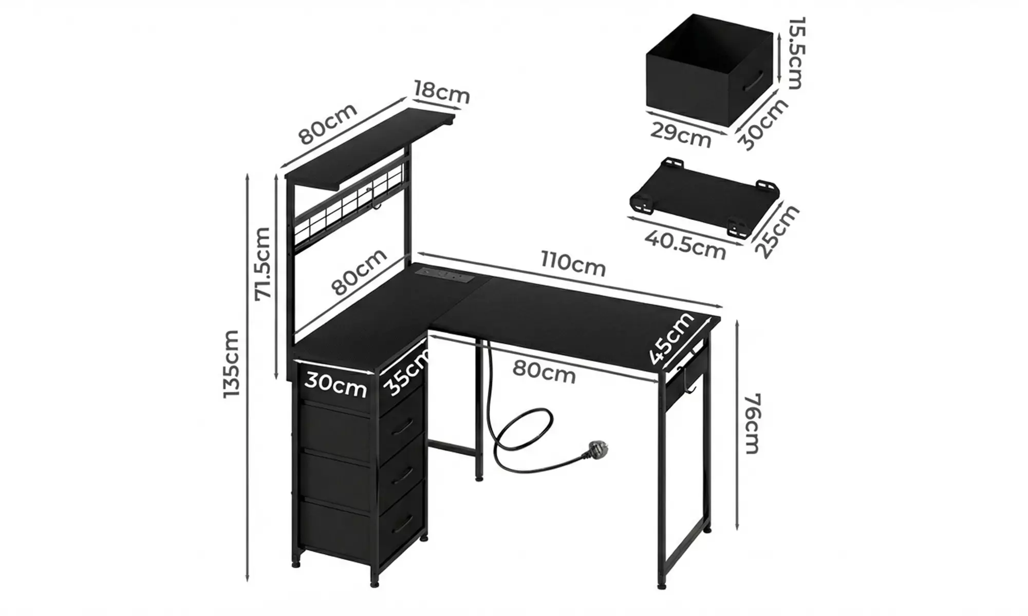 Levede L-Shaped Gaming Computer Desk with Integrated LED Lighting