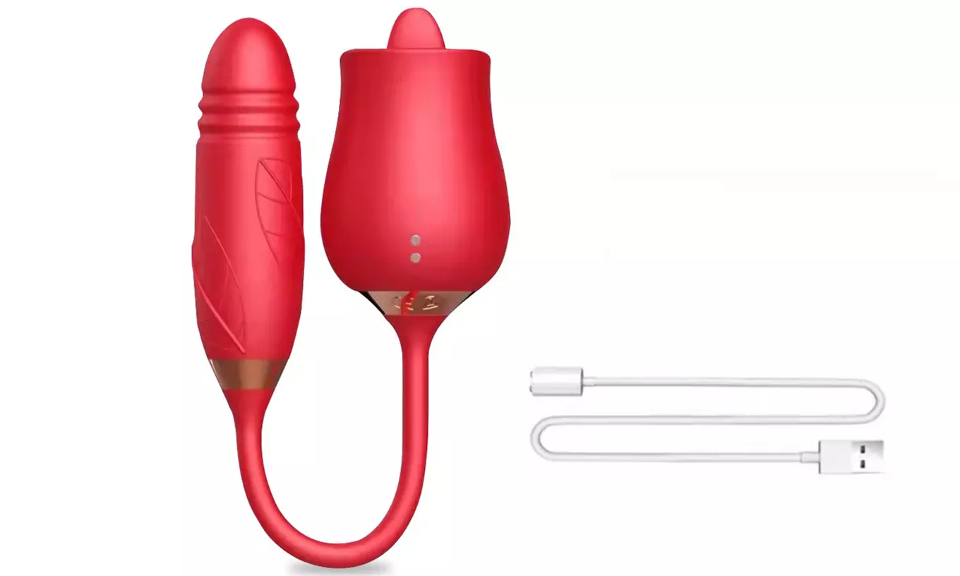 New Rose Flower 3 Generations 2 In 1 Tongue Licking G-spot telescopic Vibrator