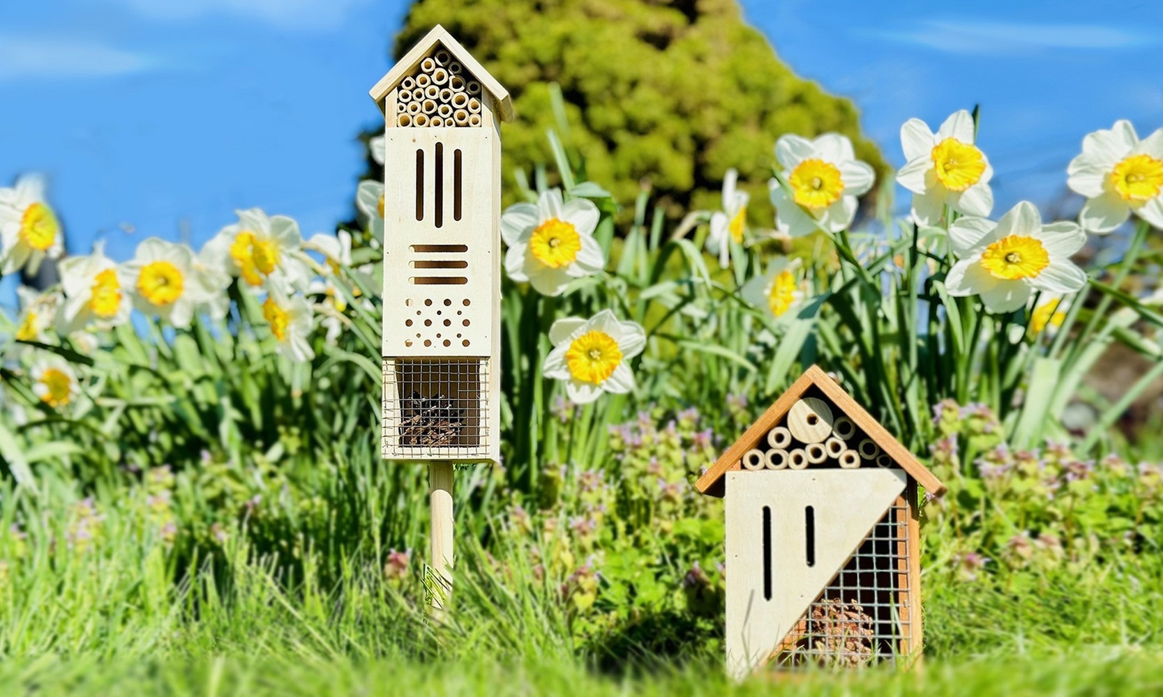 Hand Crafted Multicompartment Wooden Pollinating Houses for Bees & Butterflies