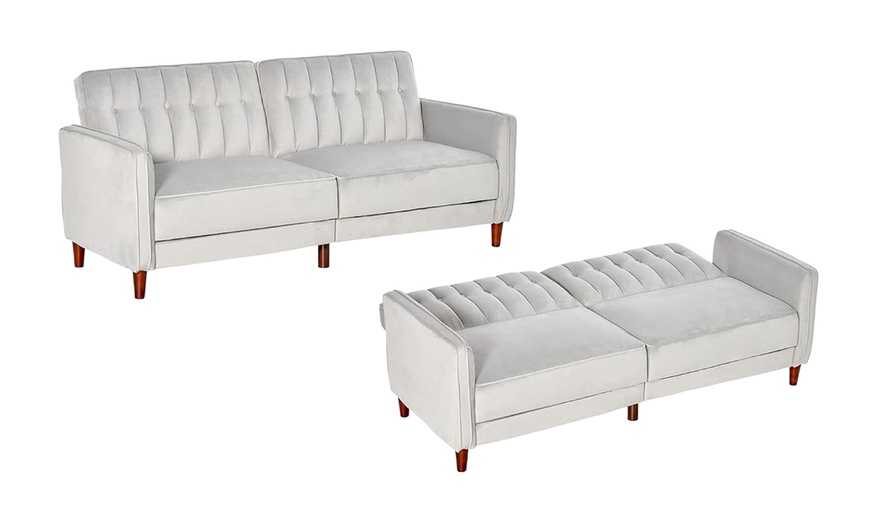 Image 2: HomCom Three Seater Sofa-Bed