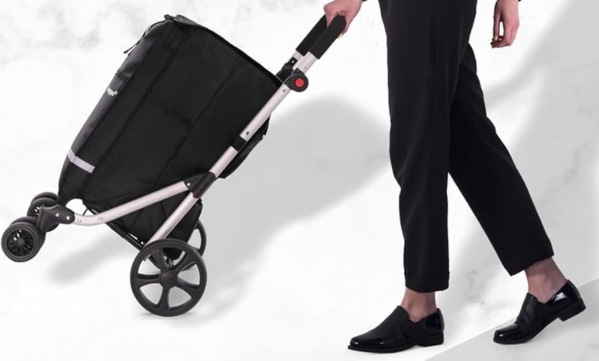 Image 3: Hoppa Lightweight 6-Wheel Premium Folding Shopping Trolley 74L