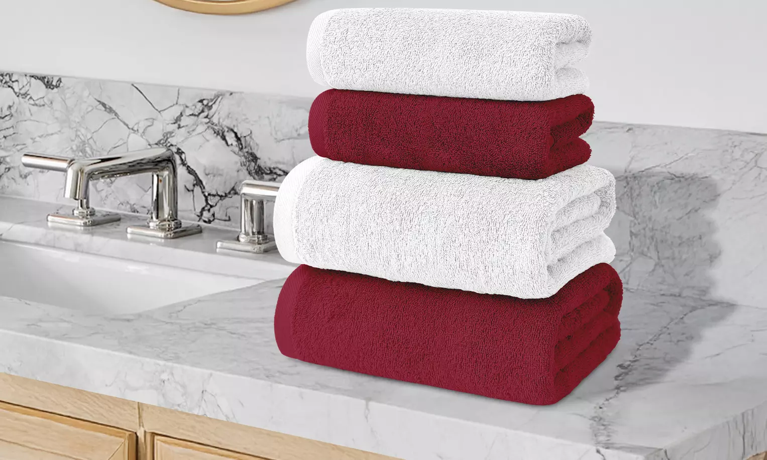 Juego de 4 toallas de baño de algodón en 2 colores