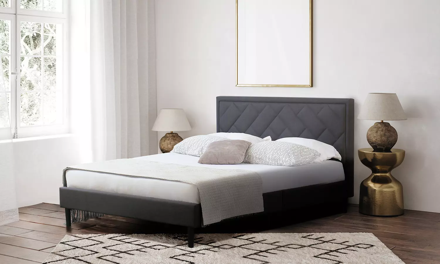 Fabric Silverton Bed with Optional Mattress