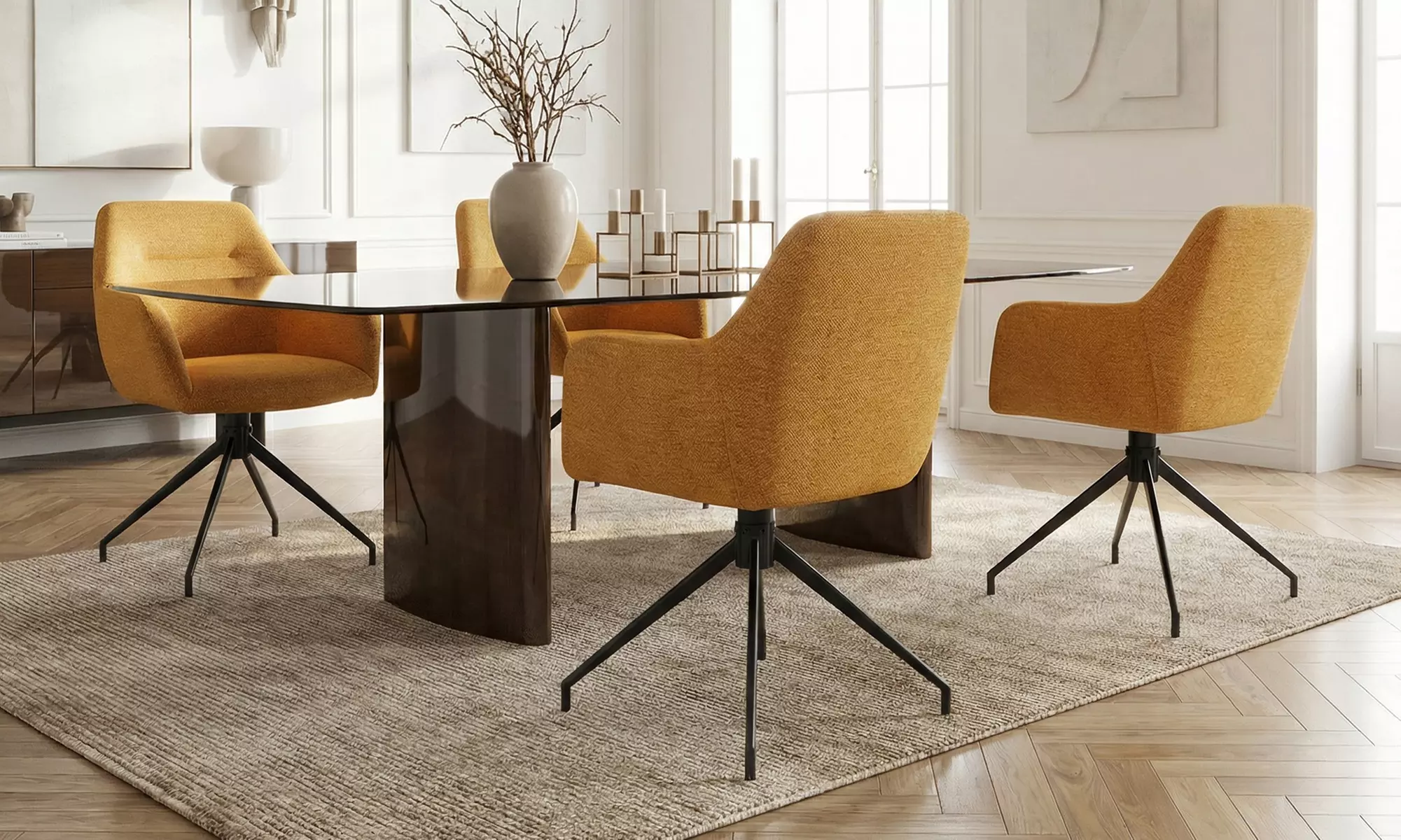 Lot de 2 chaises pivotantes "Morini" en tissu