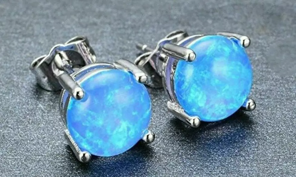 925 Sterling Silver 2.00 CTTW Round Cut Fire Opal Stud Earrings Multiple Options