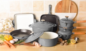  Three-Piece or Eight-Piece Cast Iron Cookware Set in Choice of Colour 