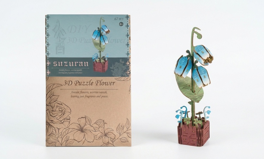 Image 12: DIY Wooden Flower Bouquet 3D Puzzle Craft Kit
