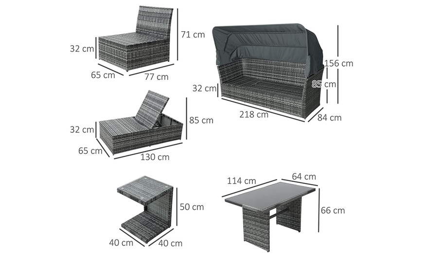 Image 9: Outsunny 5-Piece Outdoor Rattan Effect Wicker Sofa Set