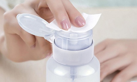 Dosatore per solvente a pompa con 2 rotoli da 250 salviettine in cellulosa per la pulizia delle unghie