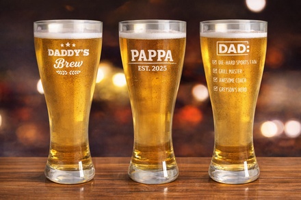 Two Personalized Pilsner Glasses - Multiple Options (Shipping Not Included) - GiftsForYouNow.com