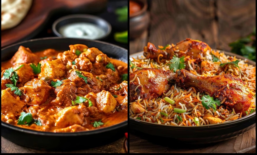 Image 1: Indulge in Full Meal - Main, Rice or Bread, Dessert & Wine/Beer