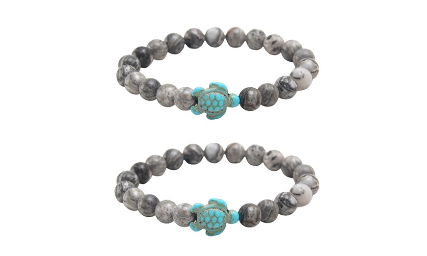 Image 4: Two-Piece Turquoise Turtle Bracelets