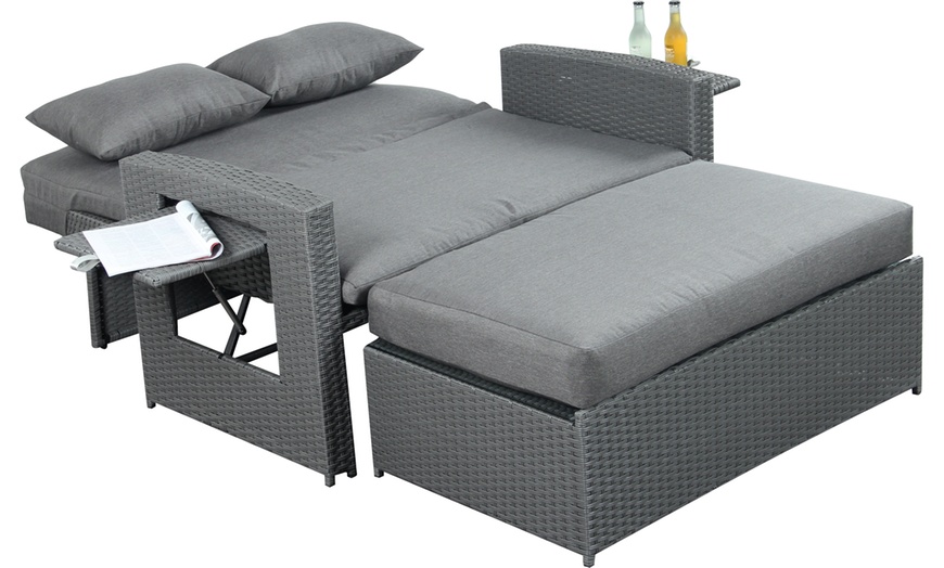 Image 6: Oasis Two-Seater Rattan Sun Lounger Daybed