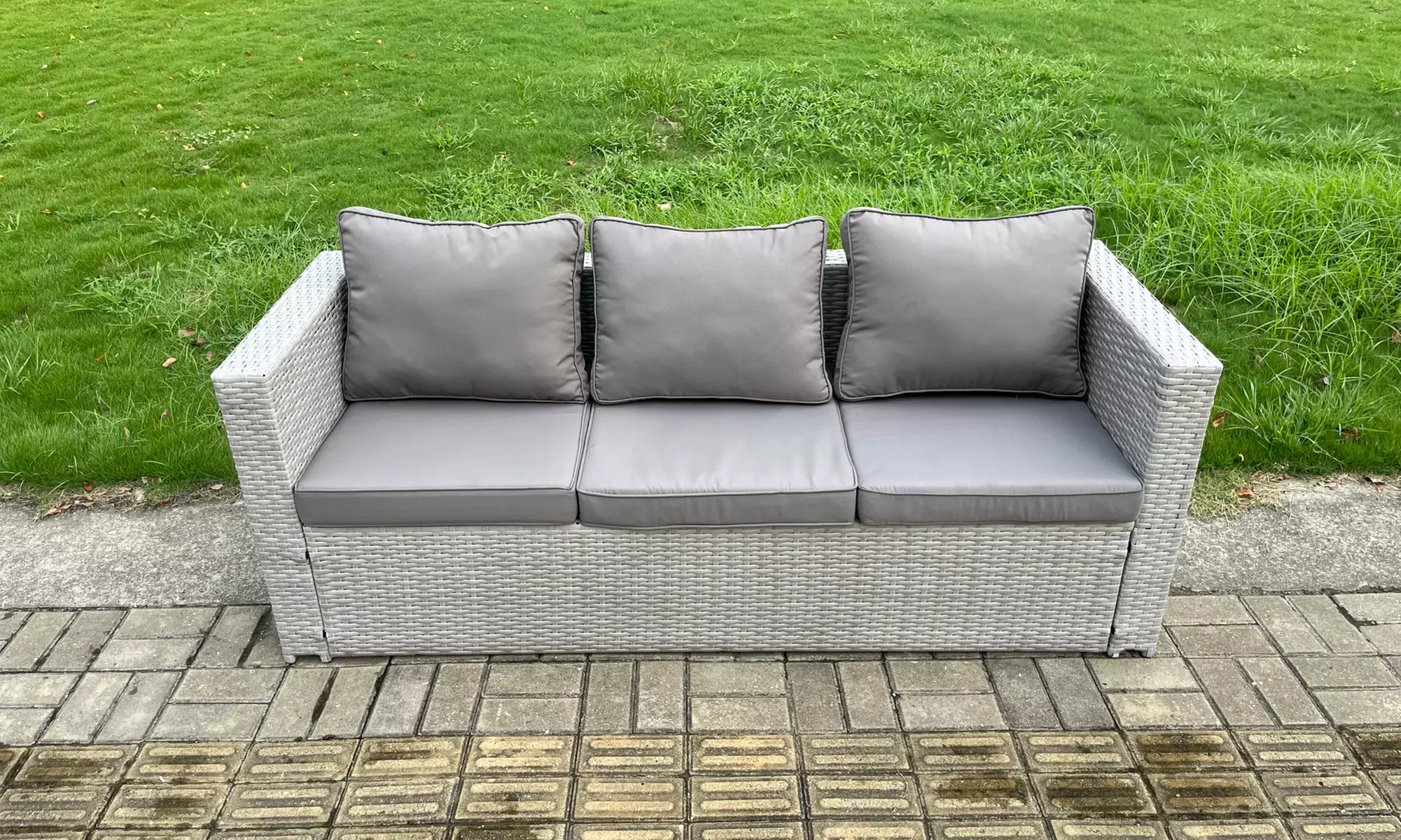 Fimous Polyrattan-Gartenmöbel-Set mit Feuerstelle