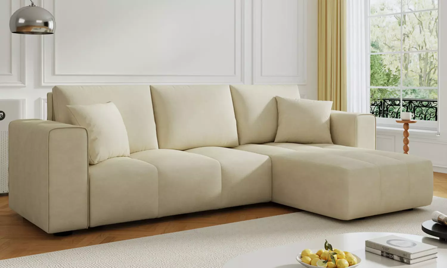 Canapé d'angle convertible 4 places avec coffre, Worthing, Kocoon