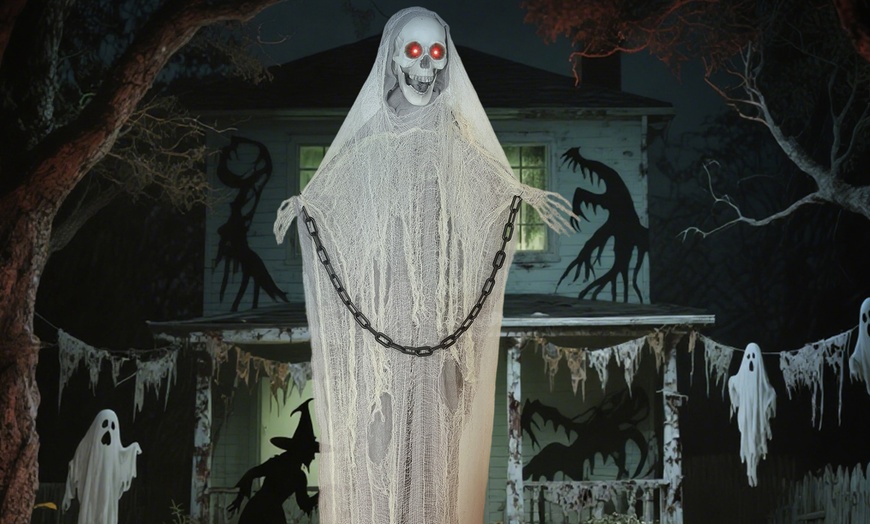 Image 24: Outsunny Voice Activated Halloween Animatronics Witch