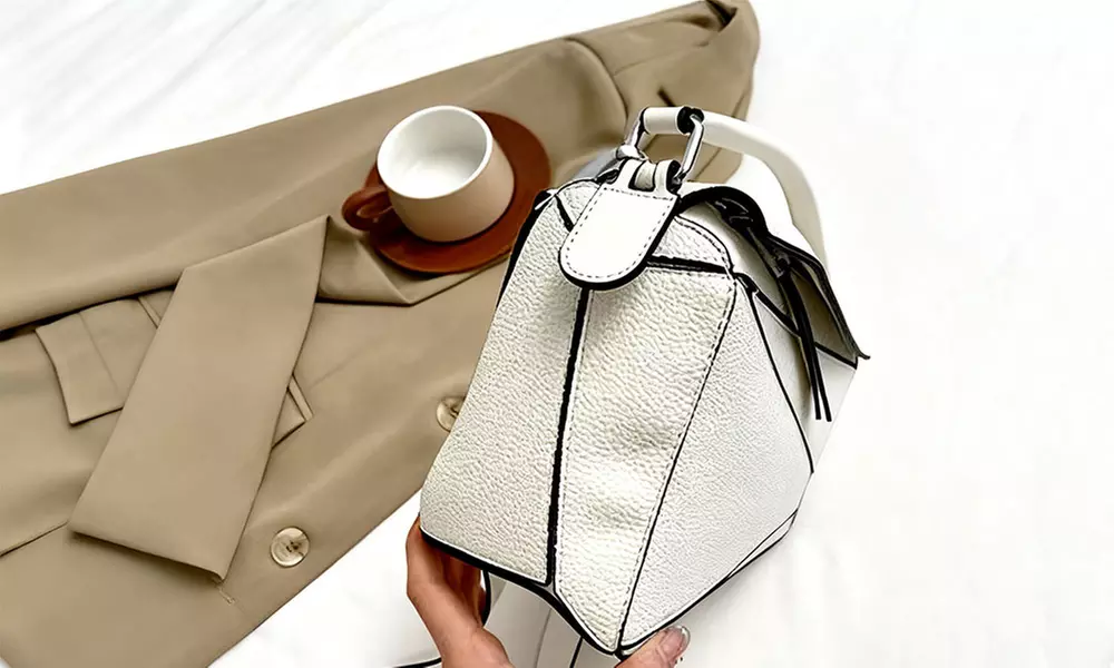 Solid Colour Geometric Crossbody Bag