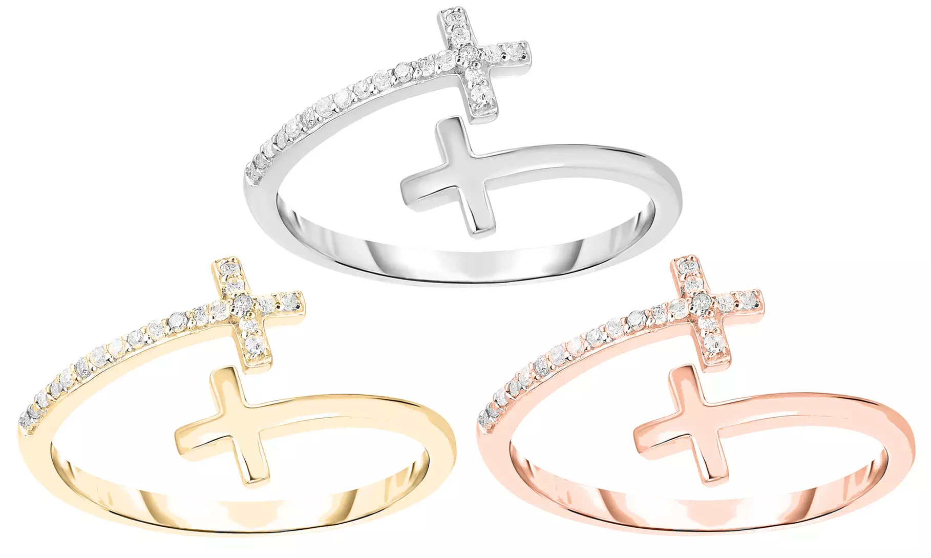 18K Gold Endless Crystal Cross Band With Crystals By Swarovski