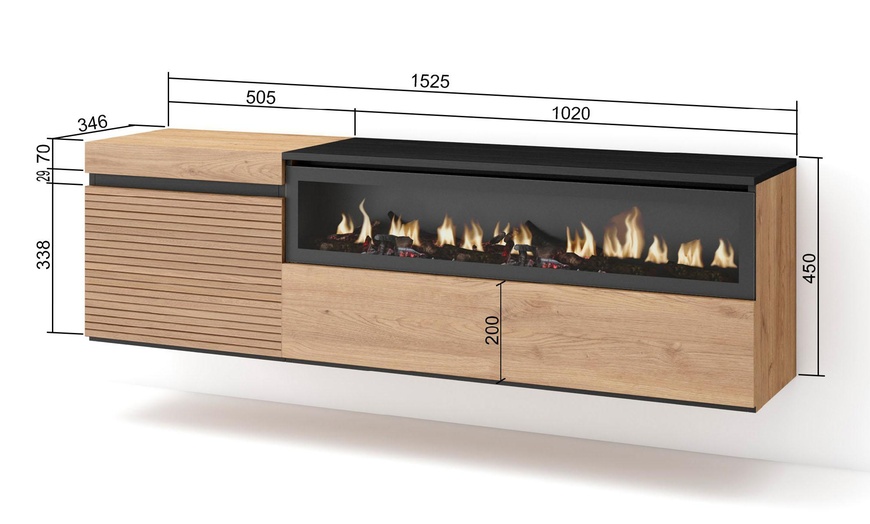 Image 3: Mueble para TV con acabado en roble y opción a chimenea eléctrica