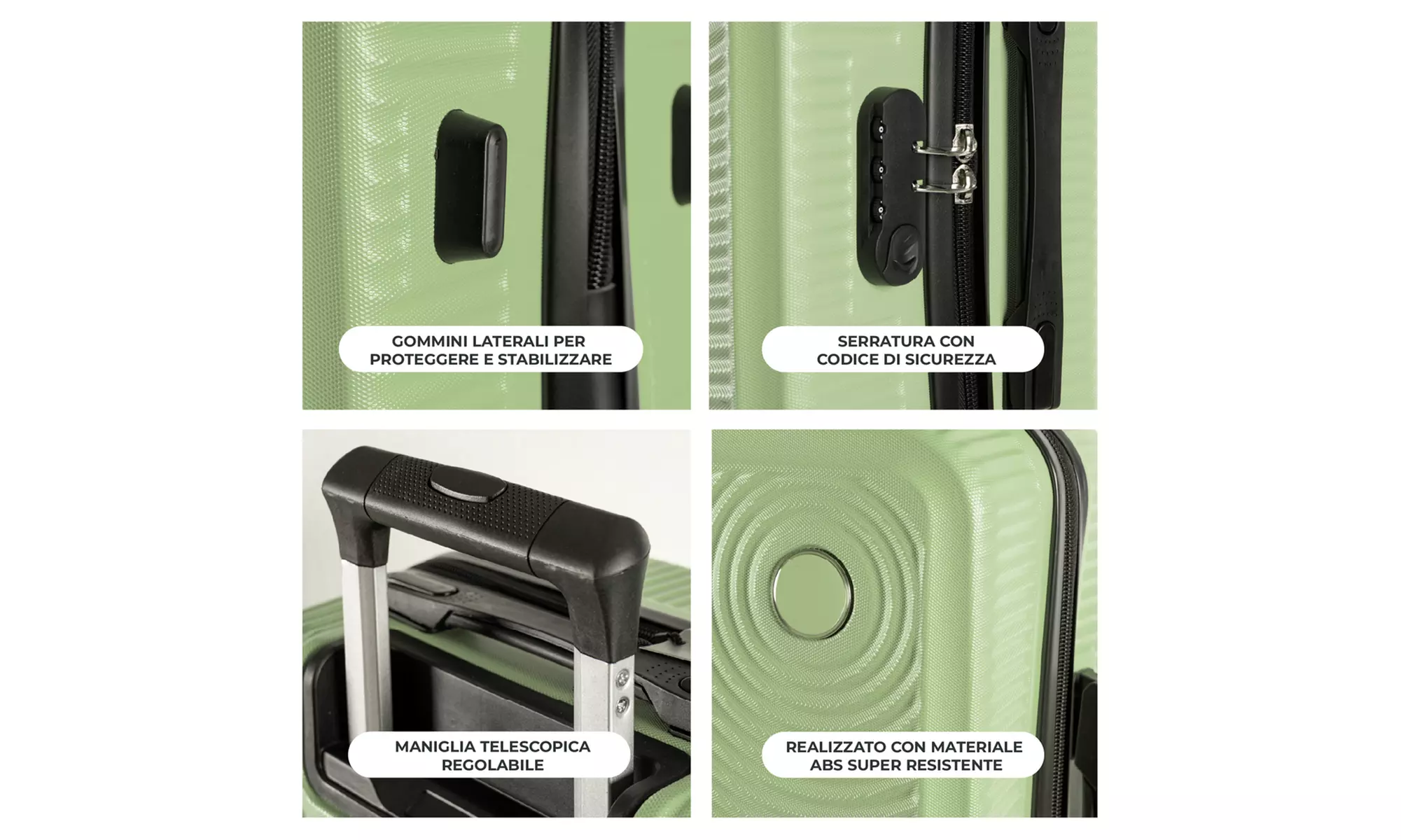 Maleta de cabina de ABS con ruedas desmontables