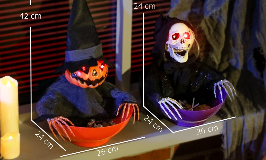 Image 7: Outsunny Animated Halloween Skeleton Candy Dish