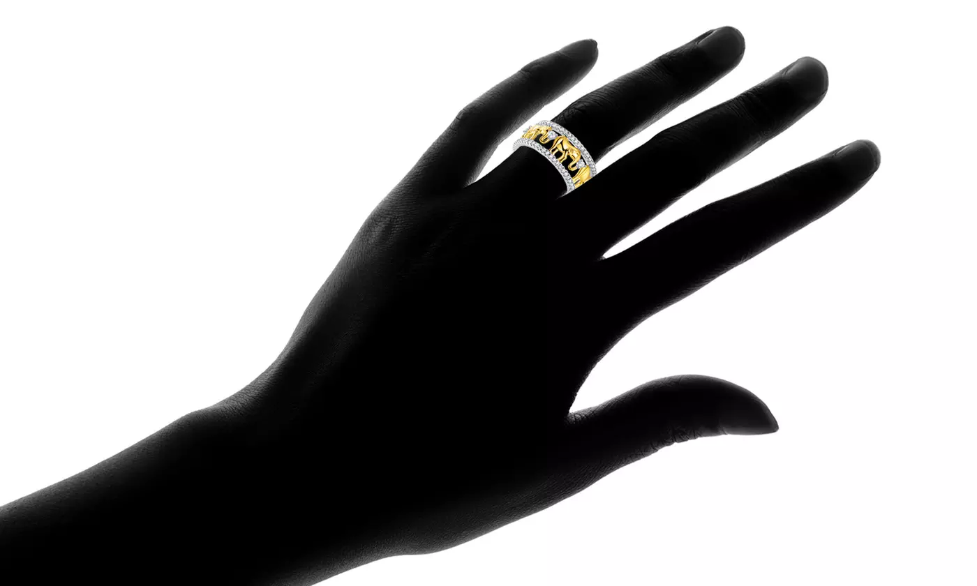 Women's Cubic Zirconia Two-Tone Elephant Ring by Barzel - Second Medium