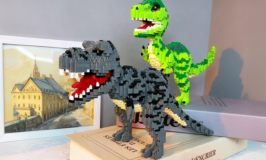 Image 1: Ensemble de blocs dinosaures à micro-briques pour montage manuel