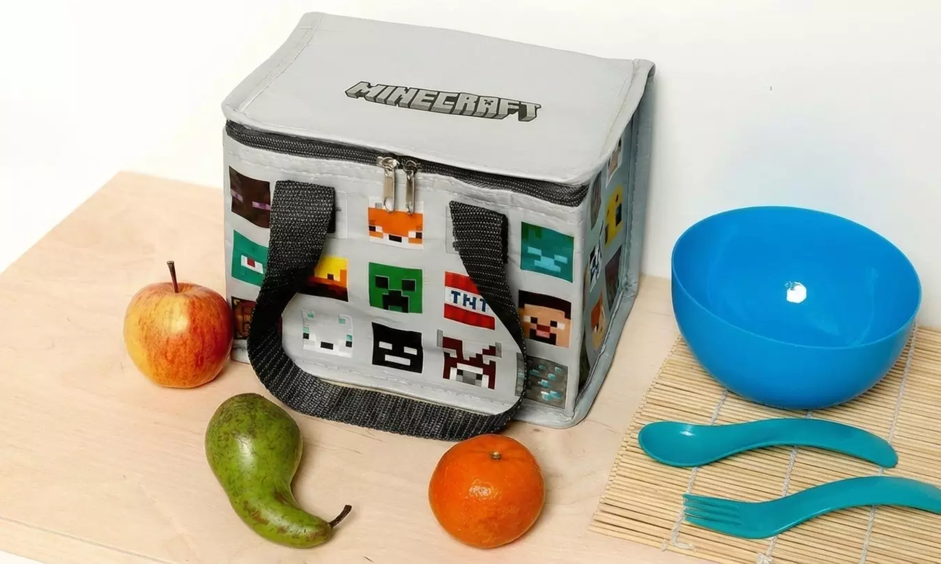 Minecraft Faces Insulated Lunch Bag with Zip and Carry Handles