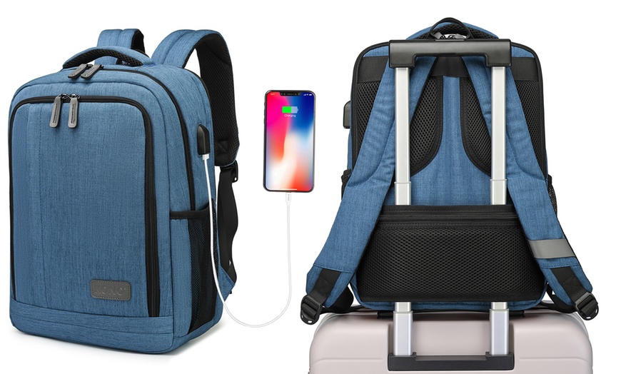 Image 25: KONO Travel Backpack Business Bag with USB Port and Laptop Compartment
