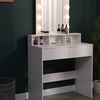Image 1: White Hollywood Dressing Table with Lighted Mirror