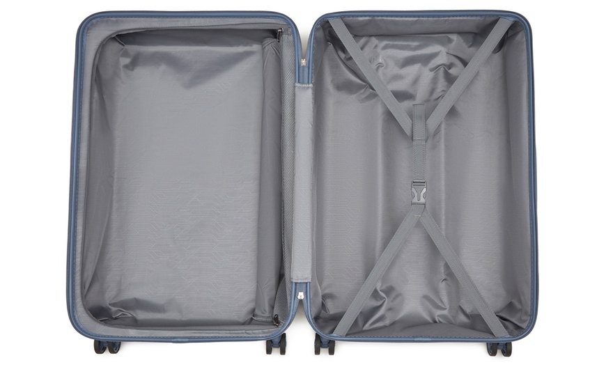 Image 12: KONO Hardshell Luggage in Denim Blue with TSA Lock and Spinner Wheels