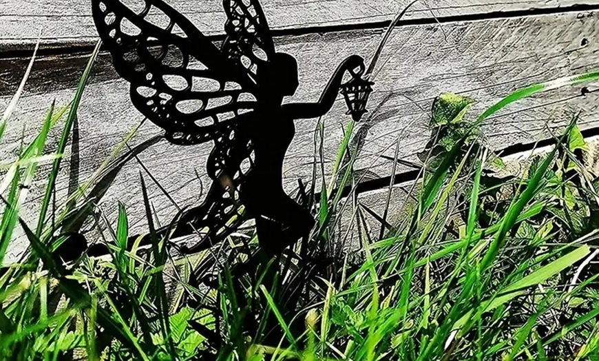 Image 6: 1 o 3 decorazioni da giardino in metallo raffiguranti una fata