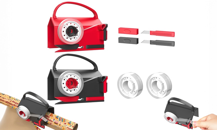 Image 2: Two-Pack 2-in-1 Wrapping Paper Cutter and Tape Dispensers
