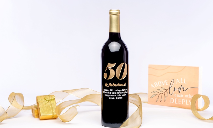 Image 6: Personalized Birthday Gift - Custom Etched Wine Bottle