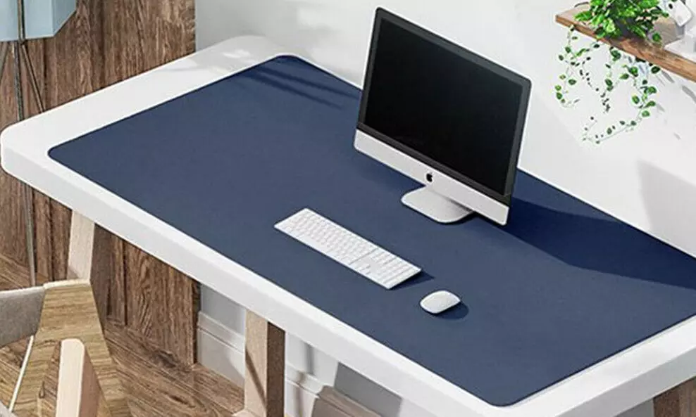US PU Leather Dual Sided Desk Pad Non-Slip Mouse Pad Office Home Mat 23.6x11.8''