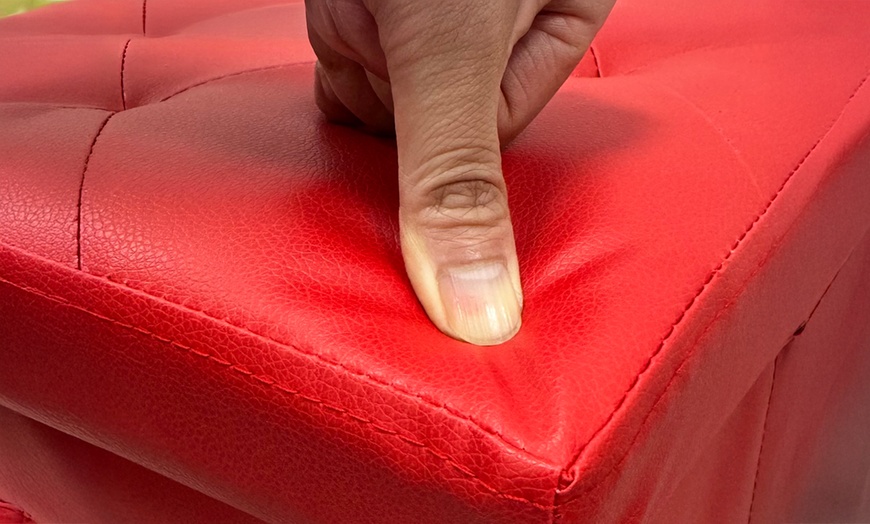 Image 10: Pouf carré en simili cuir avec espace de rangement