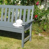 Image 1: Wood Effect Garden Bench in Dark Grey or Walnut