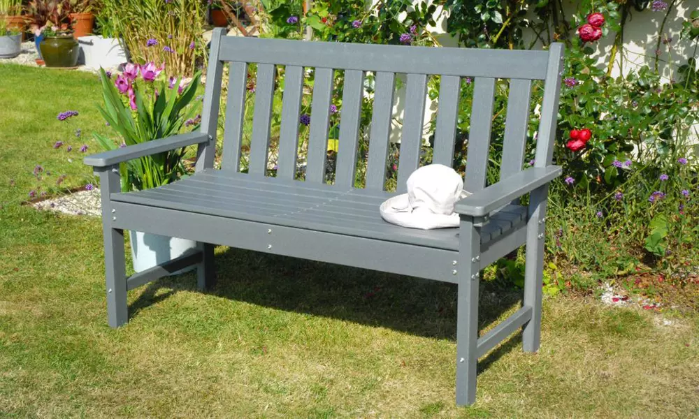 Wood Effect Garden Bench in Dark Grey or Walnut