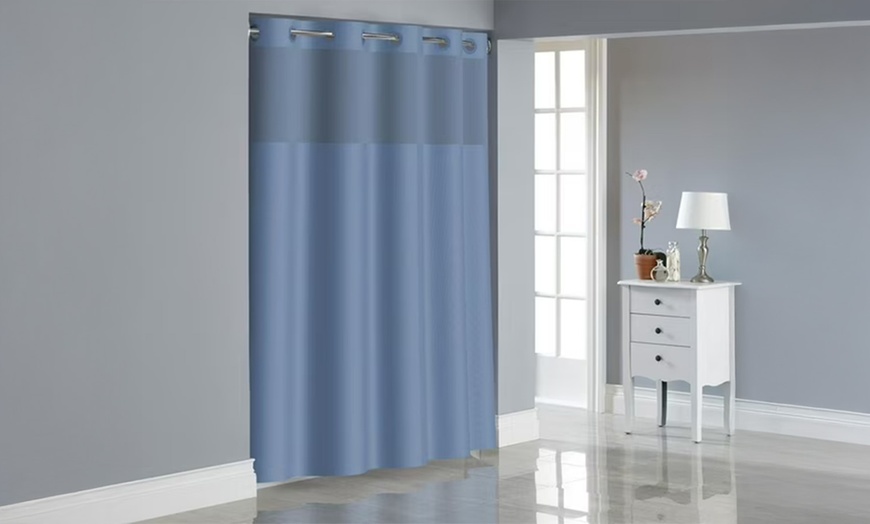 Image 26: Clearance Hookless Quick-Fit Shower Curtain