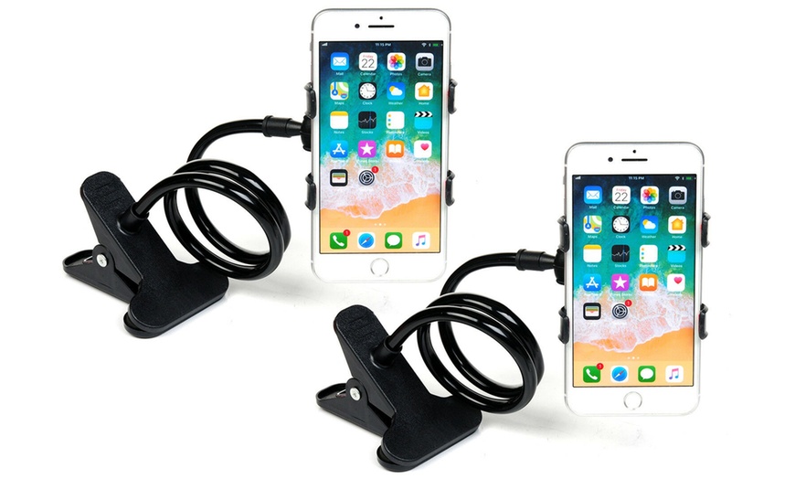 Image 5: One or Two Flexible Smartphone Clip Holders