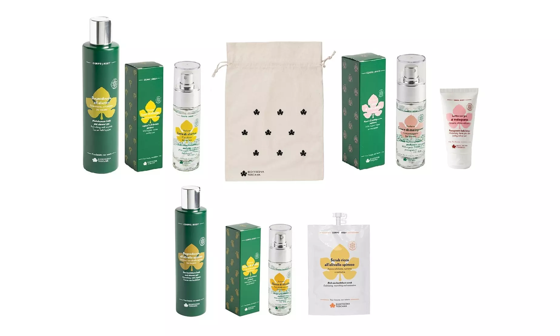 Kit Regalo Biofficina Toscana: Melograno, Elicriso o Olivello Spinoso