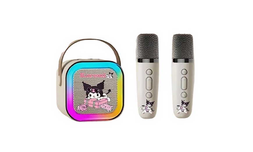 Image 5: Mini Karaoke Machine with Wireless Mics and Fun Voice Effects
